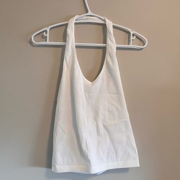 Ribbed White Halter Top - Picture 5 of 8